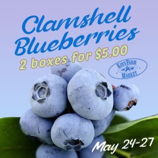 Blueberries are only $5 for 2 boxes this week!! These are perfect for snacking, for a side treat, or for sprinkling on yogurt with honey. 

Only available until May 27 or while they last ... so hurry!