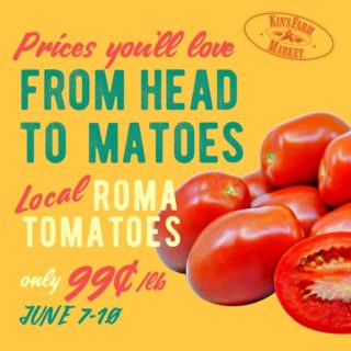 Eating healthy is easier when you keep your fridge stocked with the basics. Pick up some local roma tomatoes on sale this week for only 99¢/lb! 

Available at all our locations until June 10th.